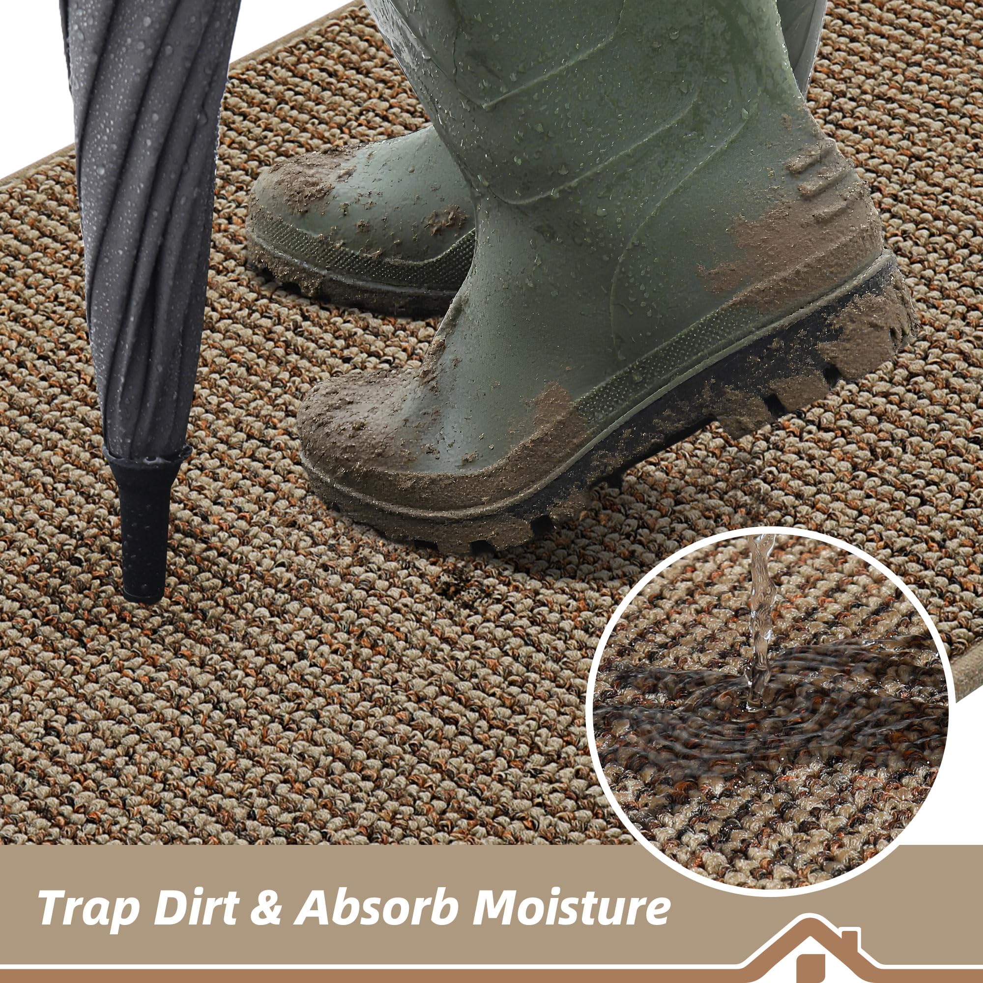 BEQHAUSE Dirt Trapper Door Mat stain-resistant yarn maintains color and durability