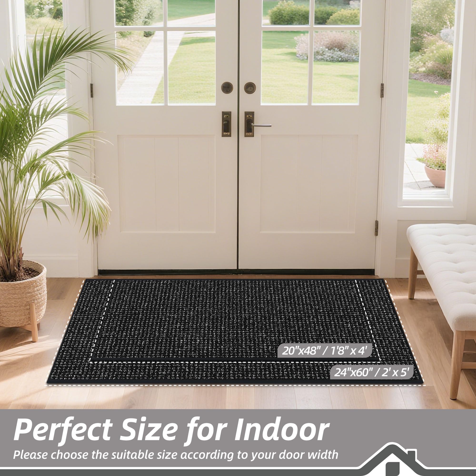 BEQHAUSE Dirt Trapper Door Mat texture close-up reveals stain-resistant, quick-scrape surface
