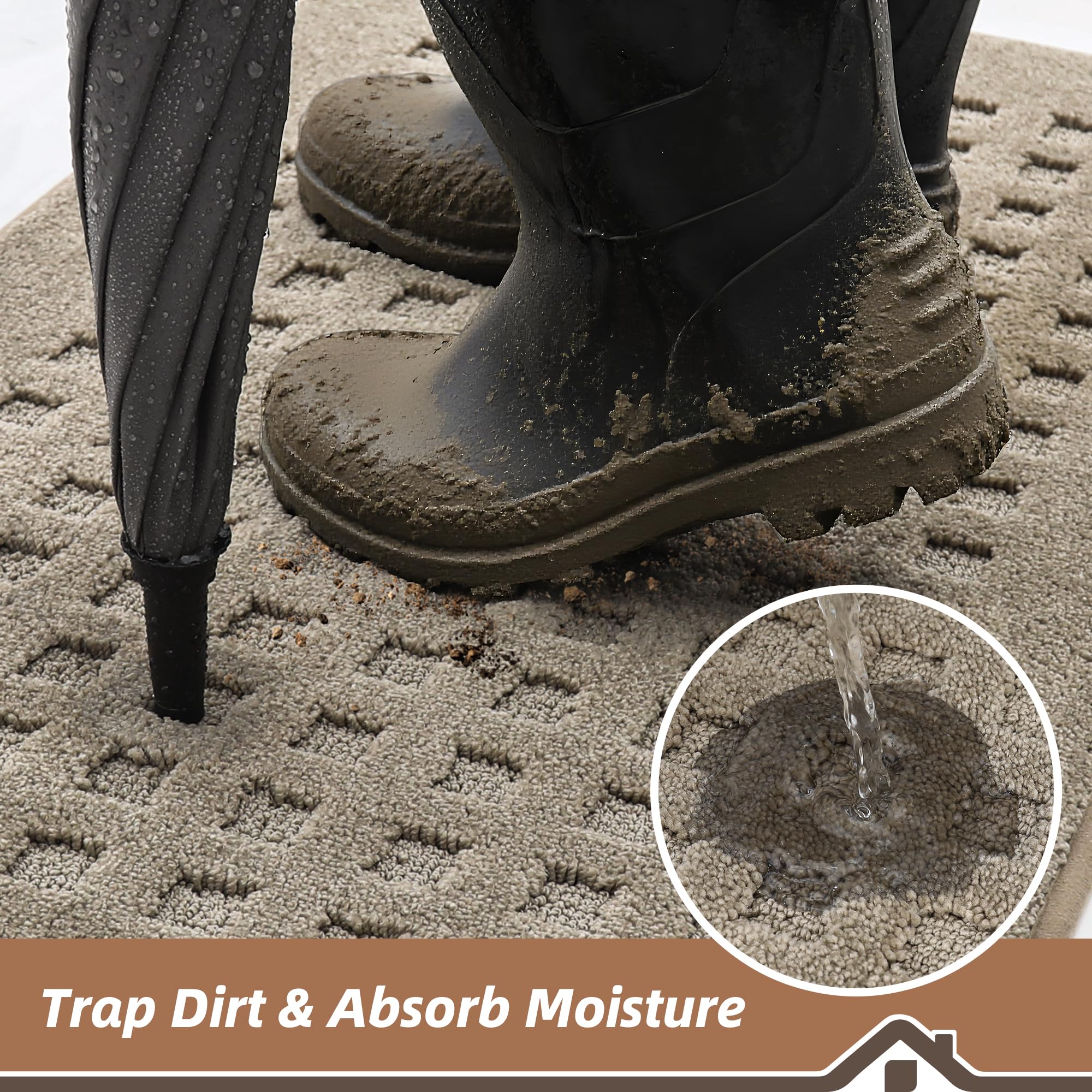 BEQHAUSE entryway mat in-use at the front door helps keep floors clean