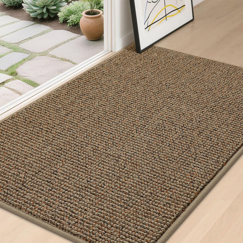 BEQHAUSE Dirt Trapper front door mat beige keeps dirt outside for clean entryways
