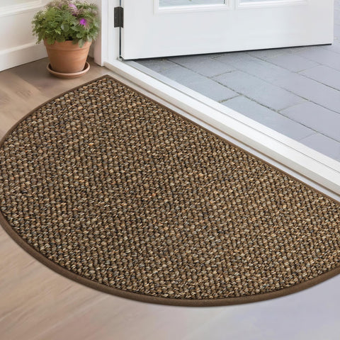 BEQHAUSE Dirt Trapper half-circle mat, brown, traps dirt at the entry.