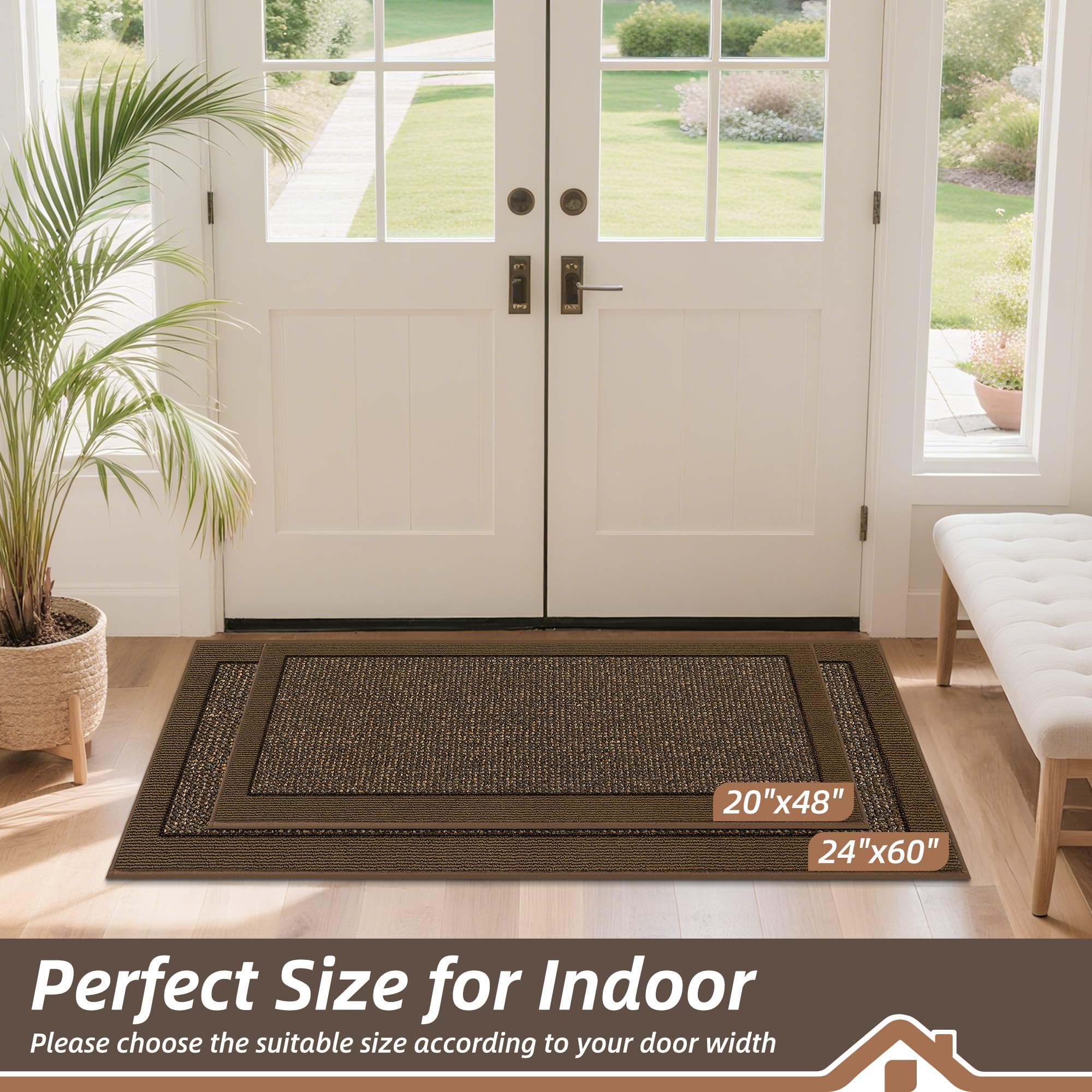 BEQHAUSE dirt-trapper mat with dense yarn scrapes dirt effectively