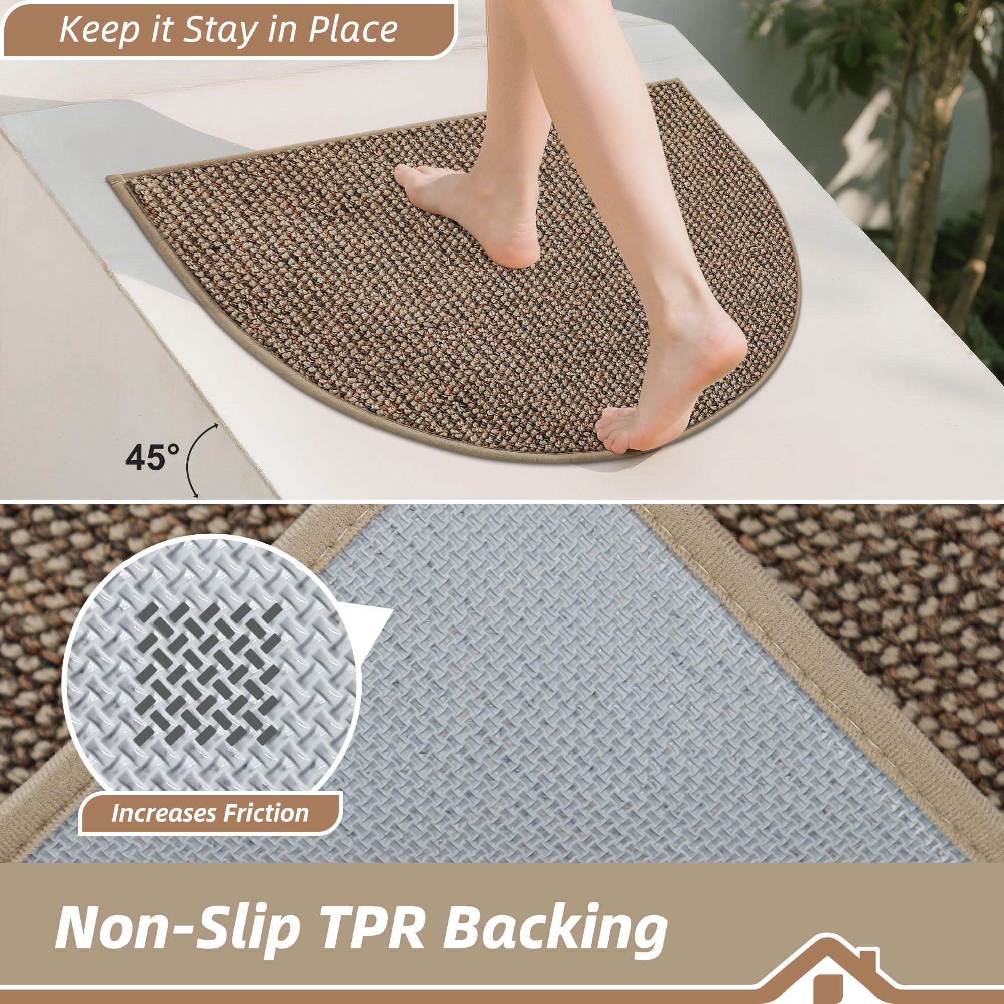 BEQHAUSE Dirt Trapper non-slip backing keeps the mat in place.