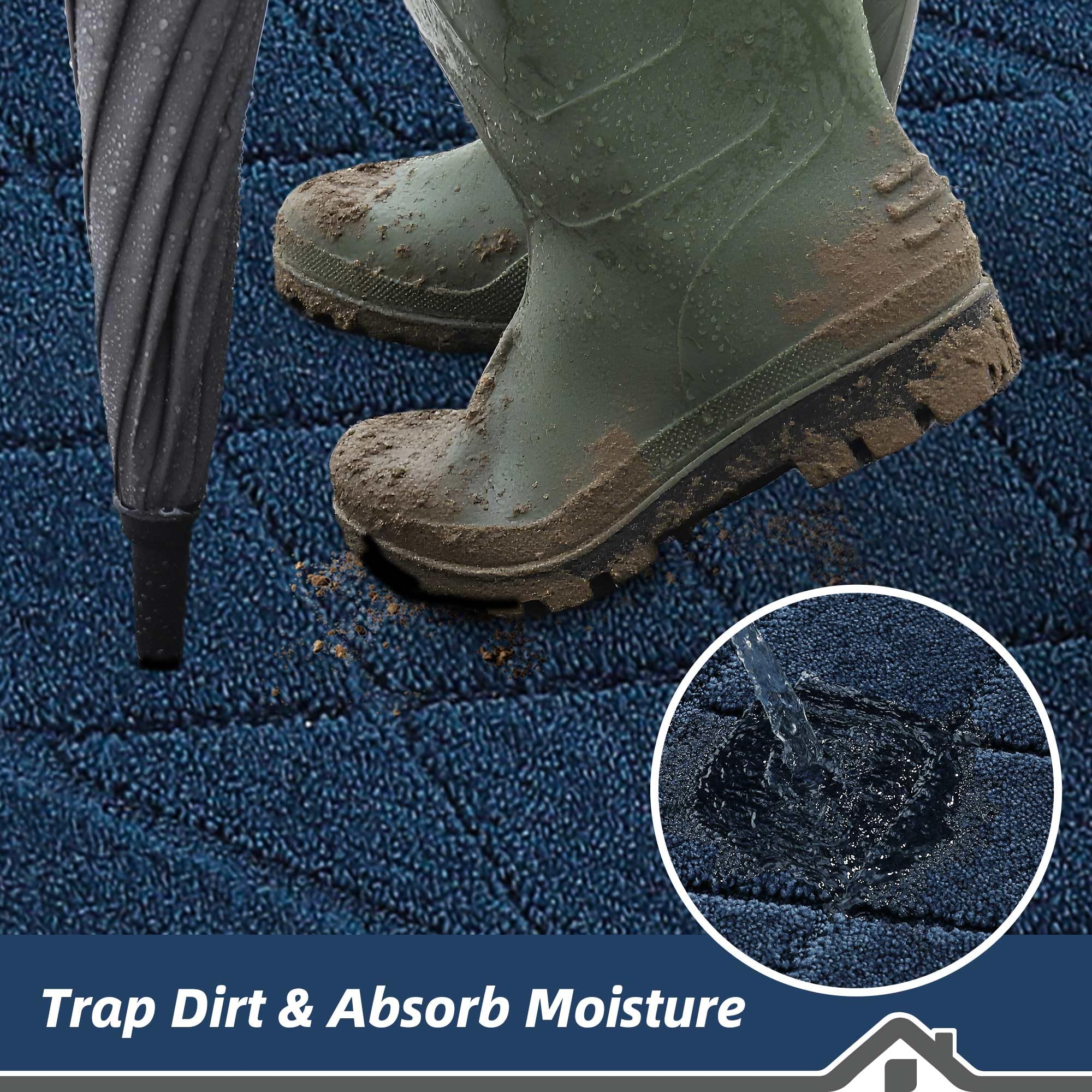 BEQHAUSE Dirt Trapper with non-slip backing stays in place on dry floors.