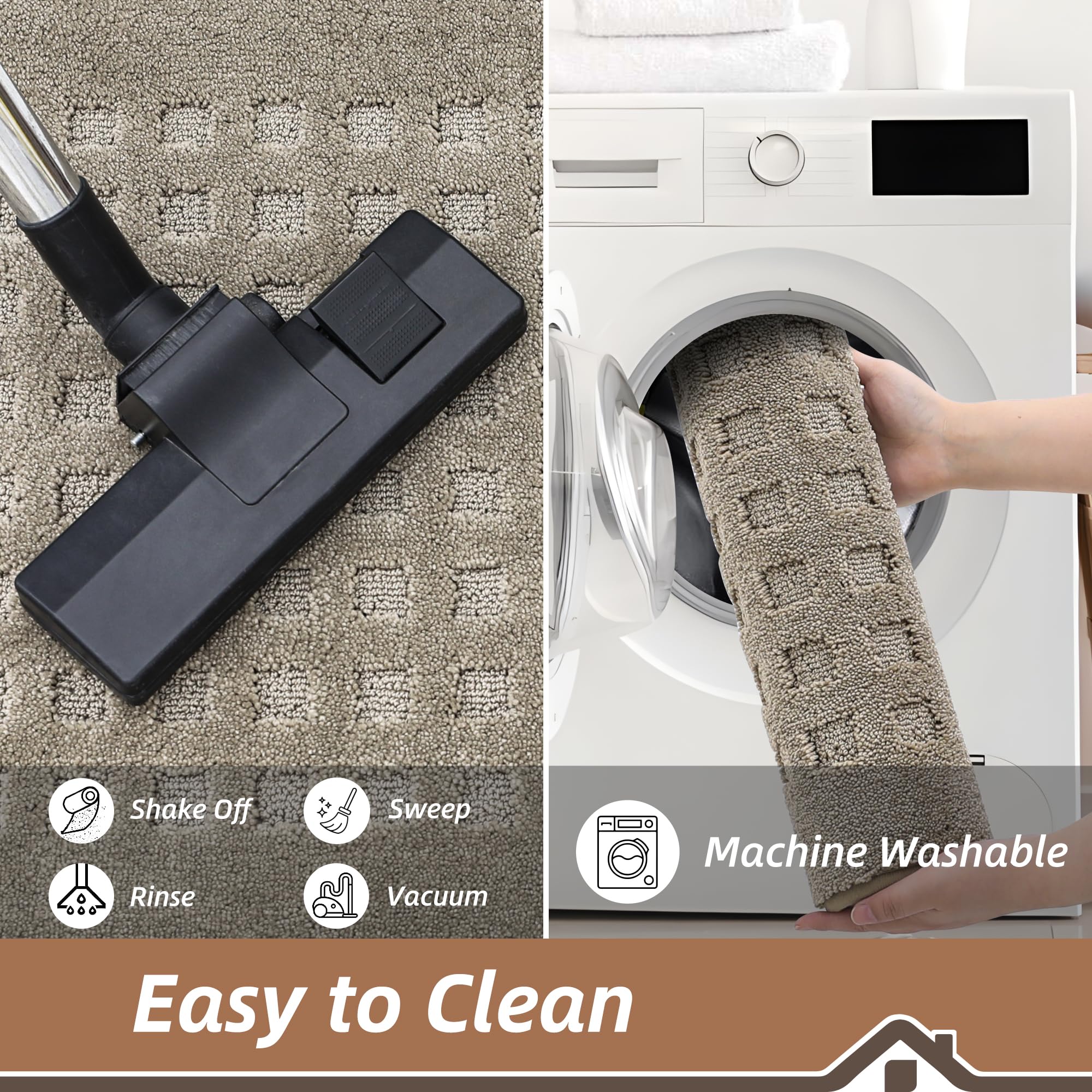 BEQHAUSE washable rug is machine-washable for easy maintenance