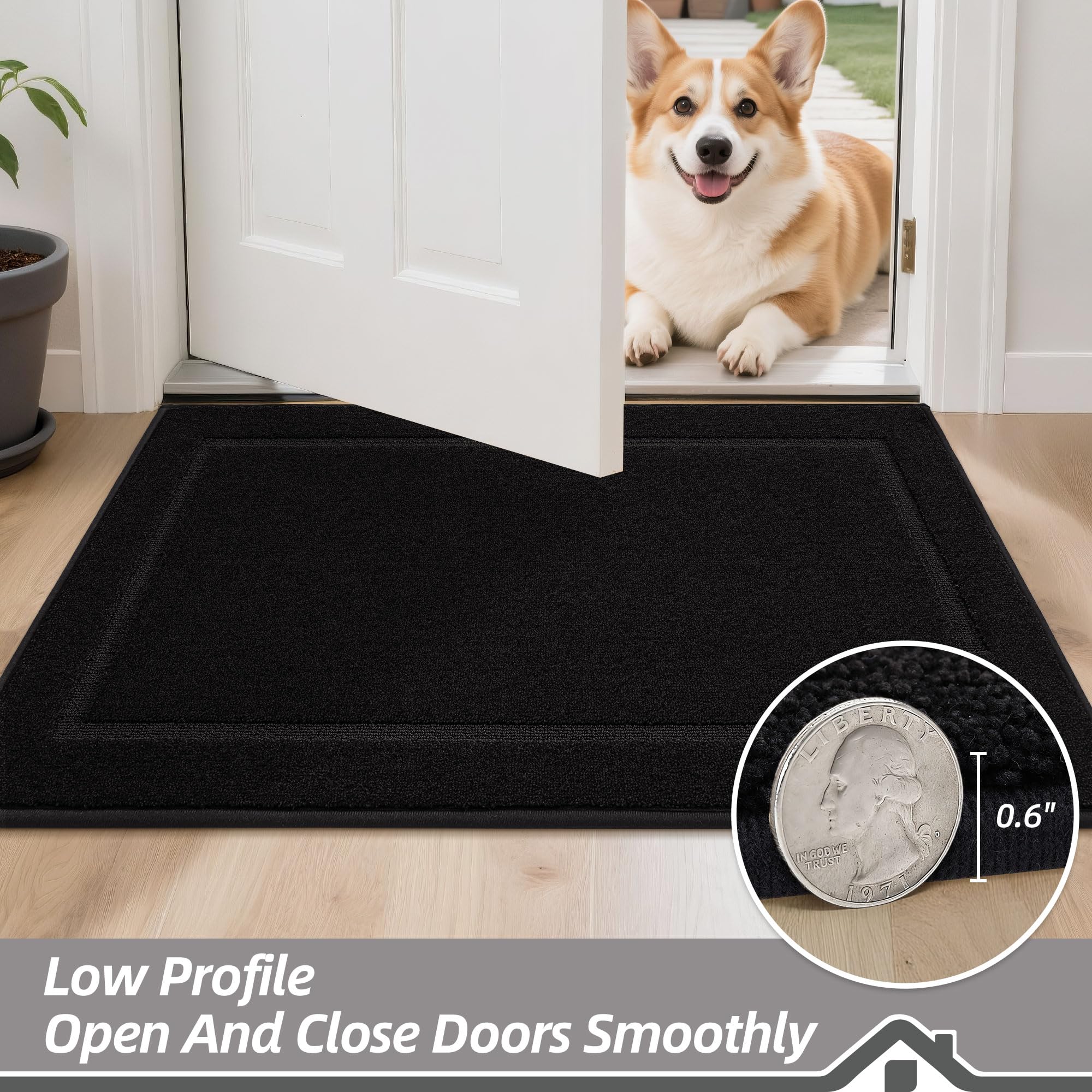 BEQHAUSE dog door mat easy-clean surface tolerates washing and rinsing