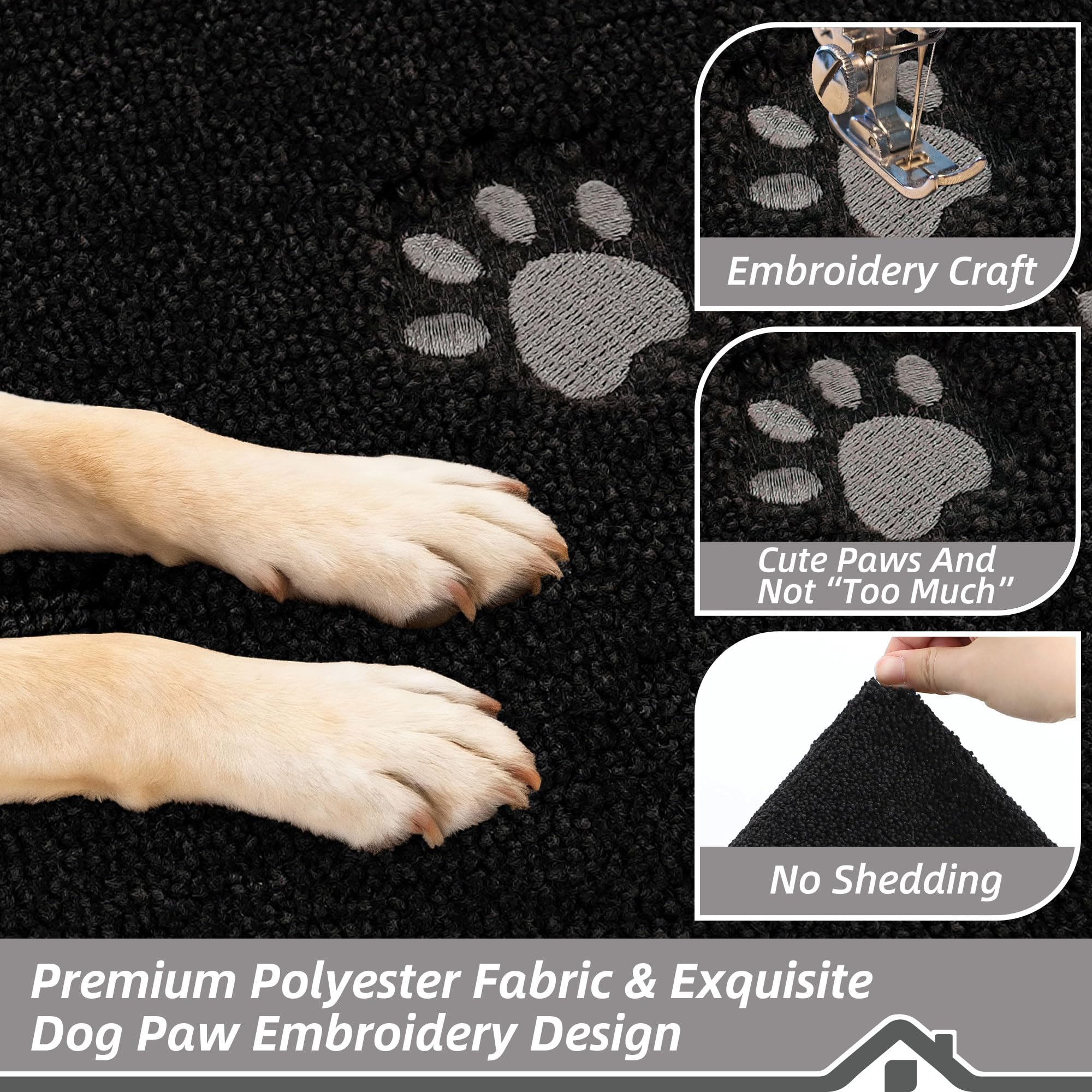 BEQHAUSE dog door mat embroidery adds charming paw detailing
