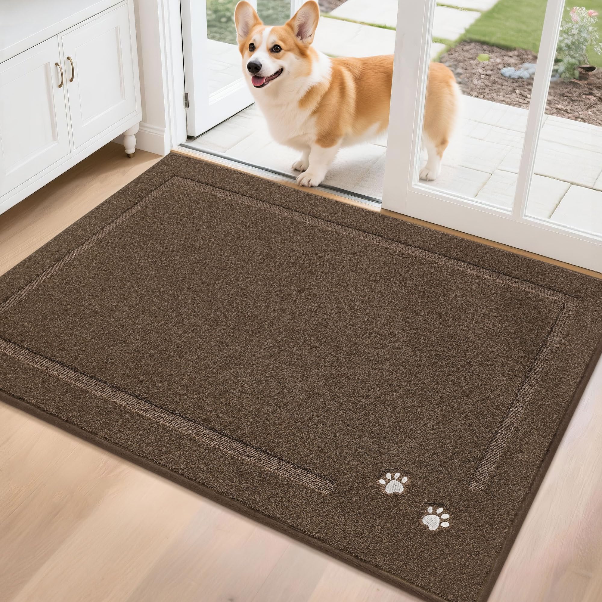 BEQHAUSE dog door mat with three-layer absorbent design traps mud
