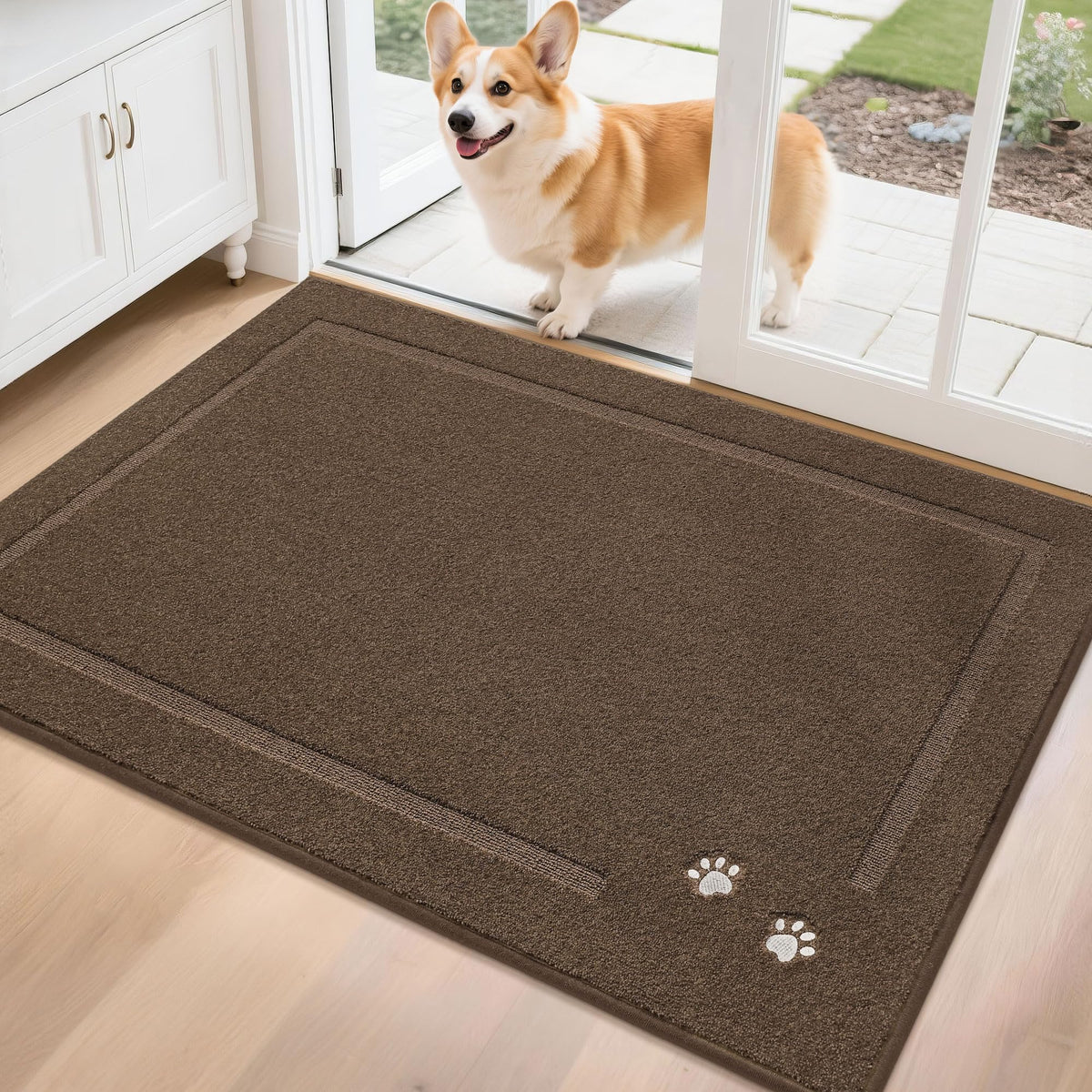 BEQHAUSE dog door mat with three-layer absorbent design traps mud