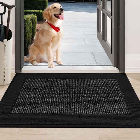 BEQHAUSE 24x36 door mat front view traps dirt and moisture for clean entryways.