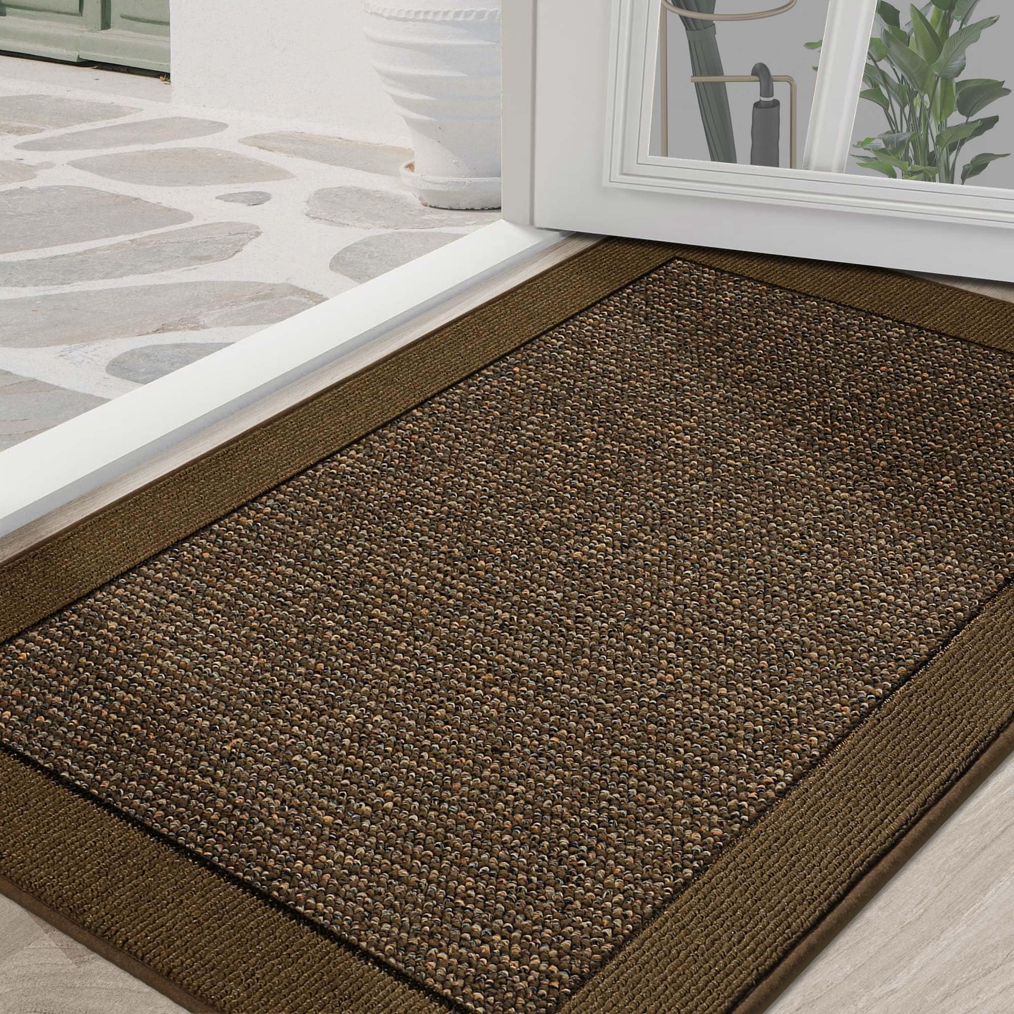 BEQHAUSE door mat front view, low-profile rug that traps dirt at the entry.