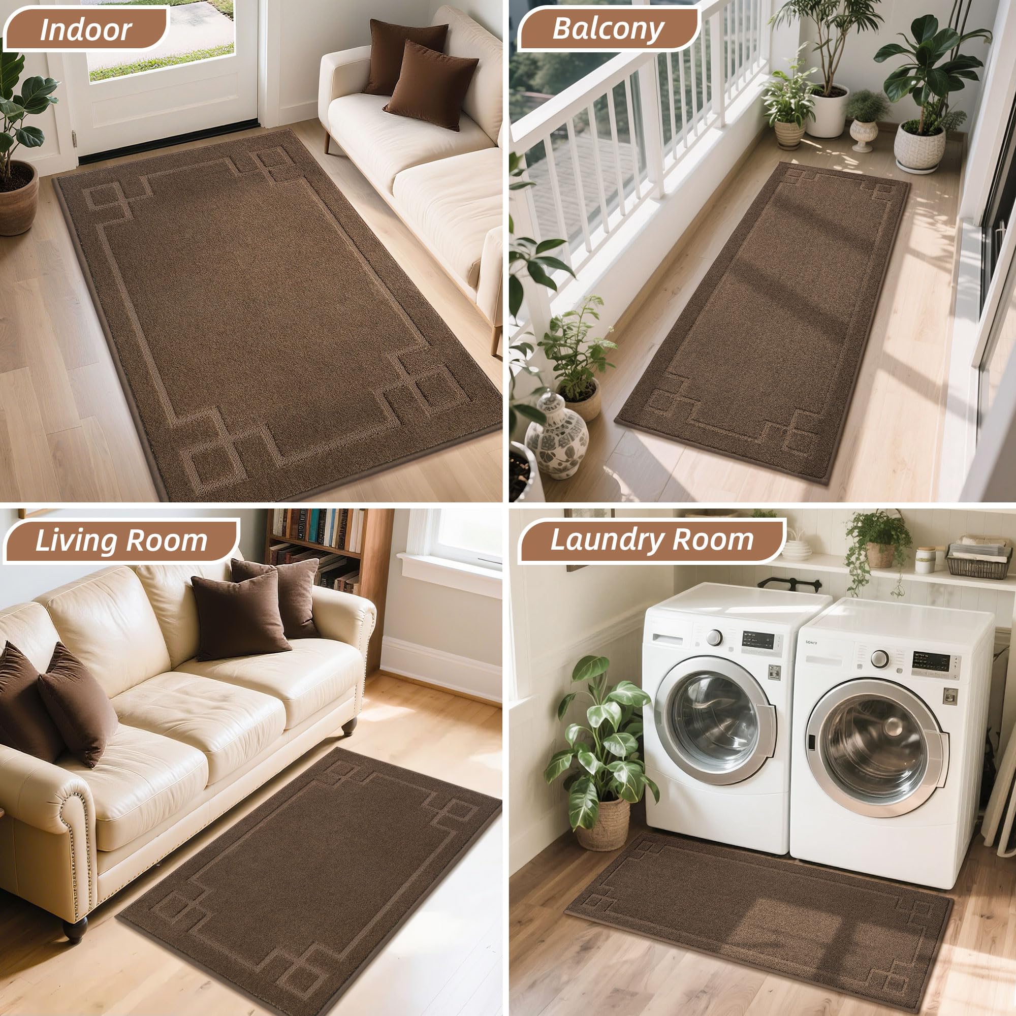 BEQHAUSE brown door mat adds welcoming touch while trapping moisture