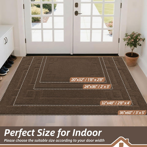 BEQHAUSE brown door mat adds warm, welcoming style to the entry.