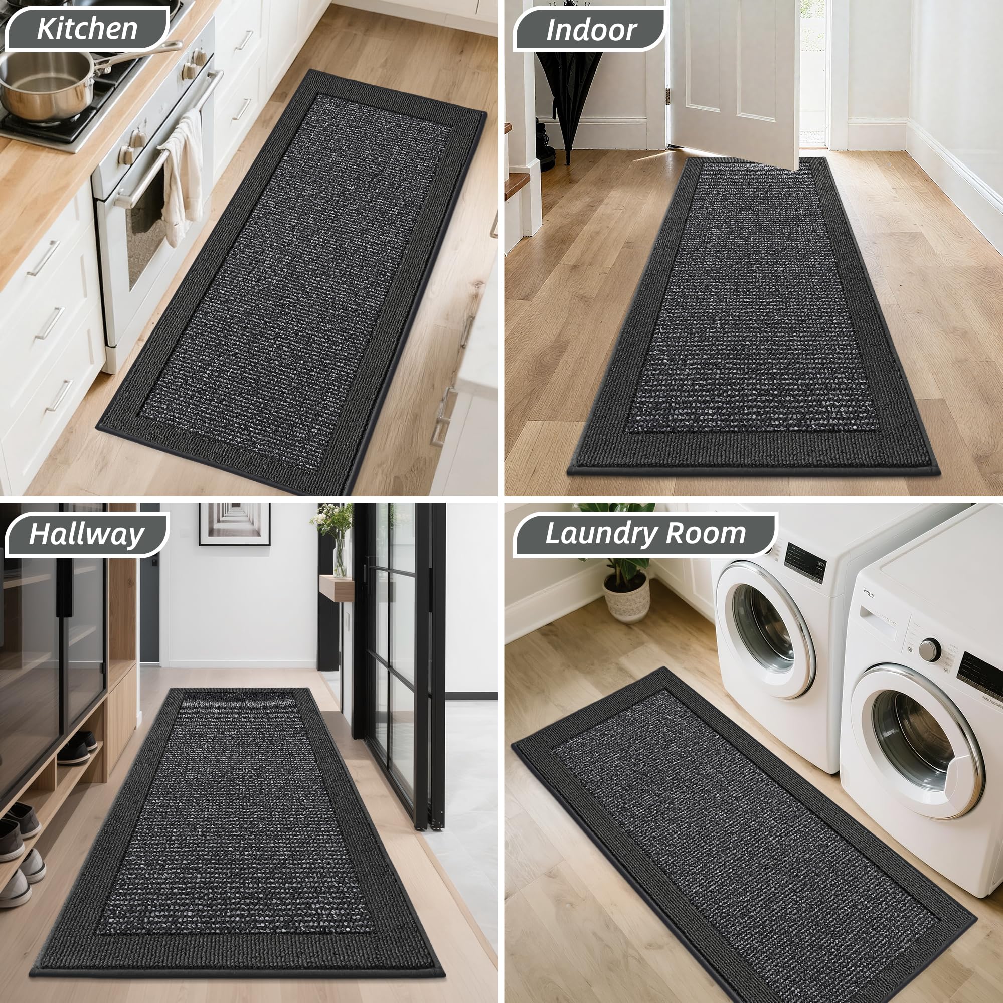 BEQHAUSE charcoal texture highlights dense yarns designed to trap dirt.