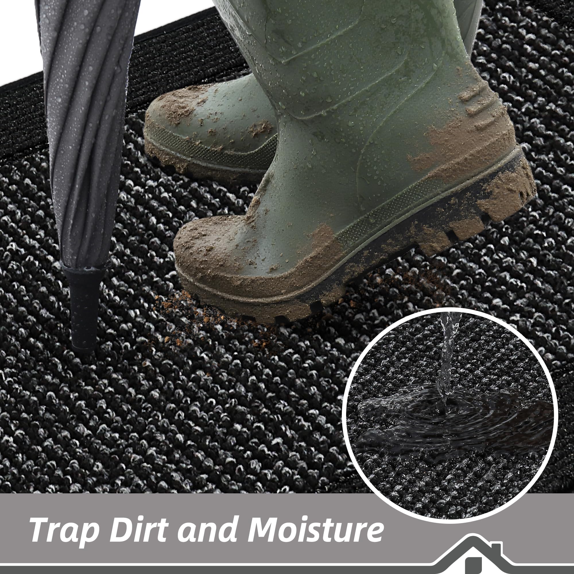 BEQHAUSE door mat edge detail demonstrates reinforced overlock for durability.