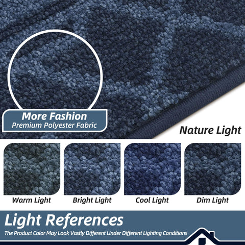 BEQHAUSE navy entryway mat in use by pet-friendly home.