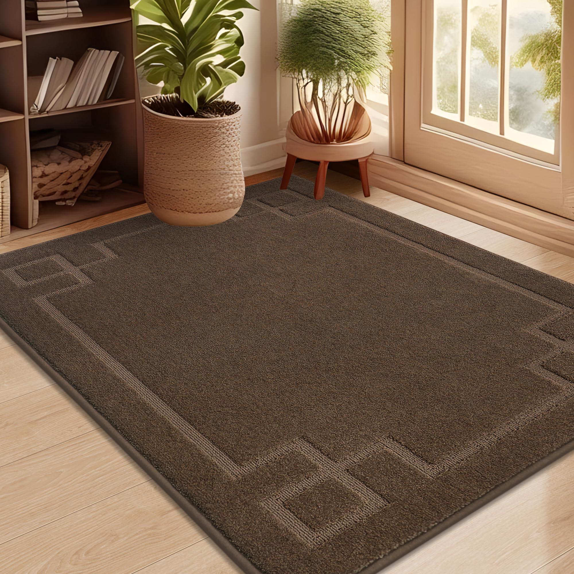 BEQHAUSE door mat at the front door traps moisture and dirt for a cleaner entry.