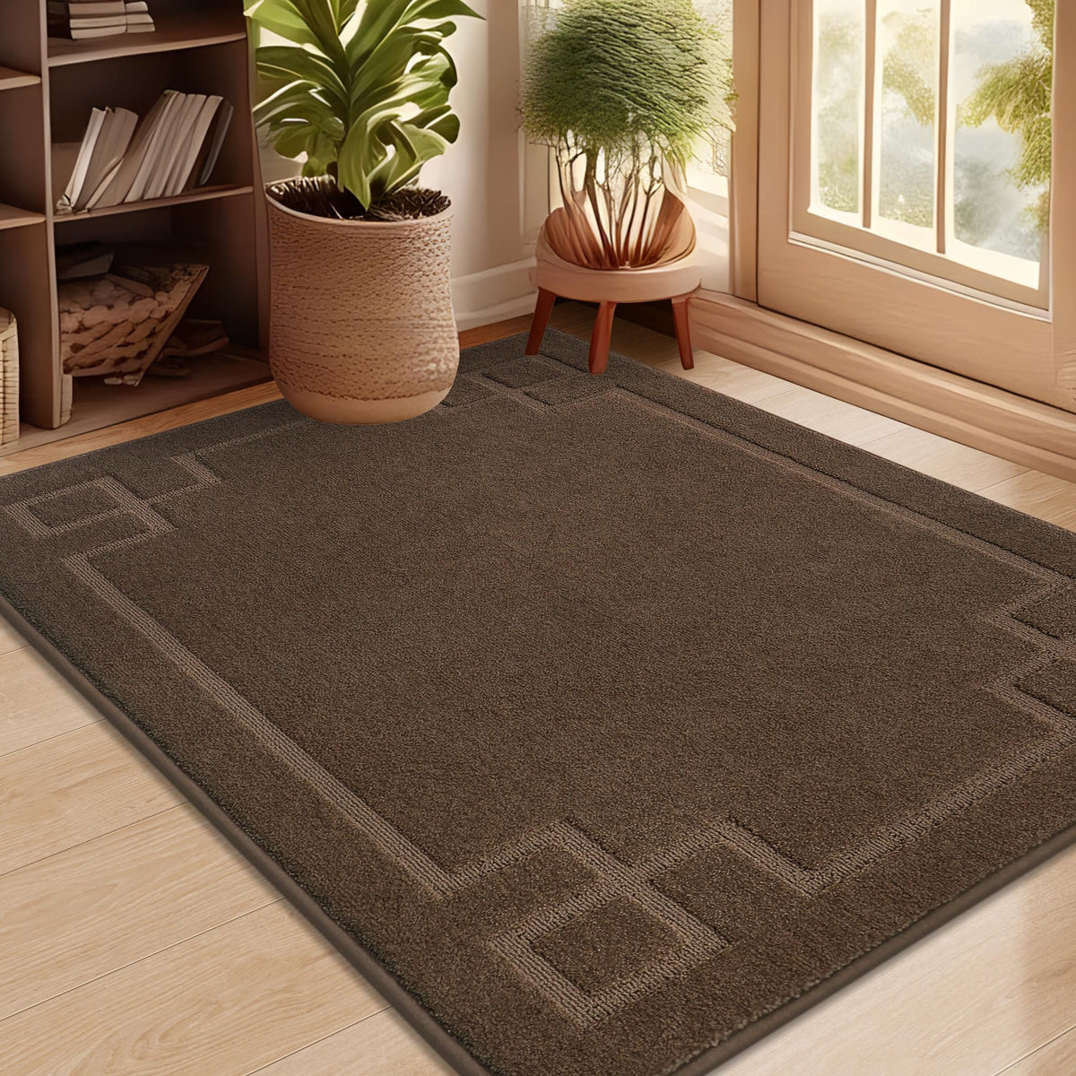 BEQHAUSE door mat at the front door traps moisture and dirt for a cleaner entry.