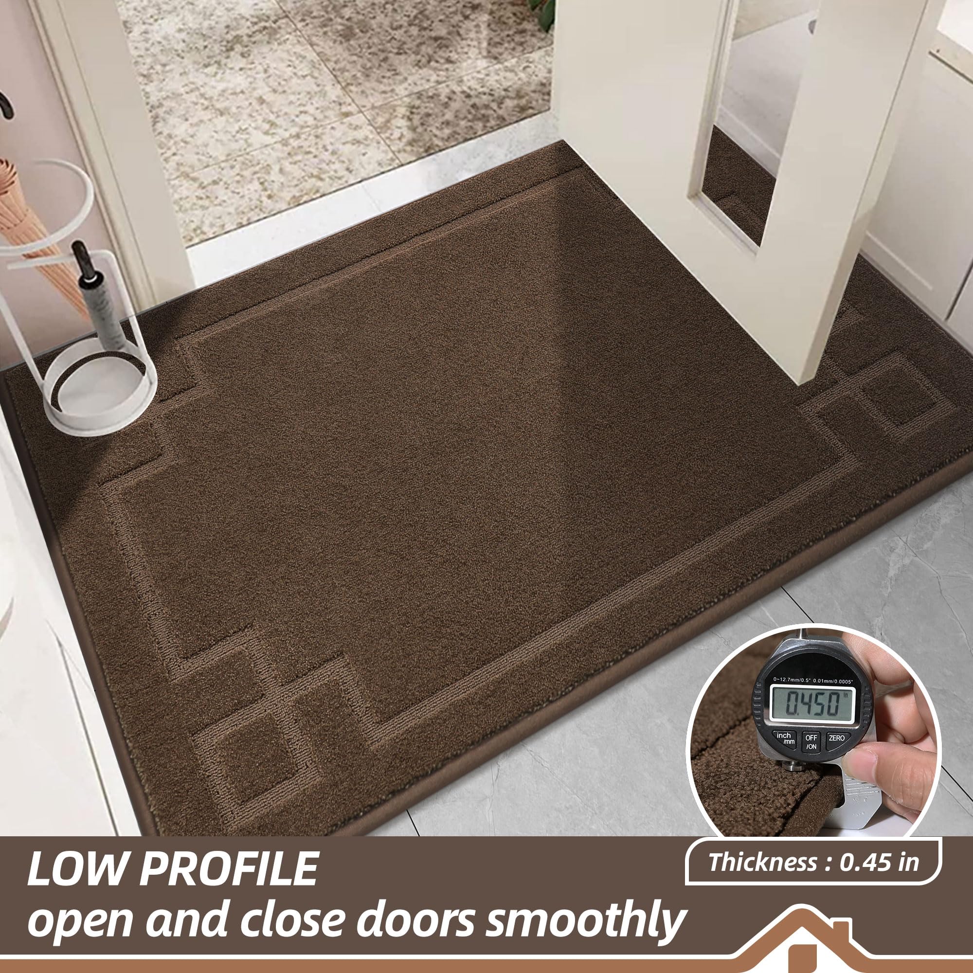 BEQHAUSE low-profile 0.45-inch thickness sits neatly beneath doors.
