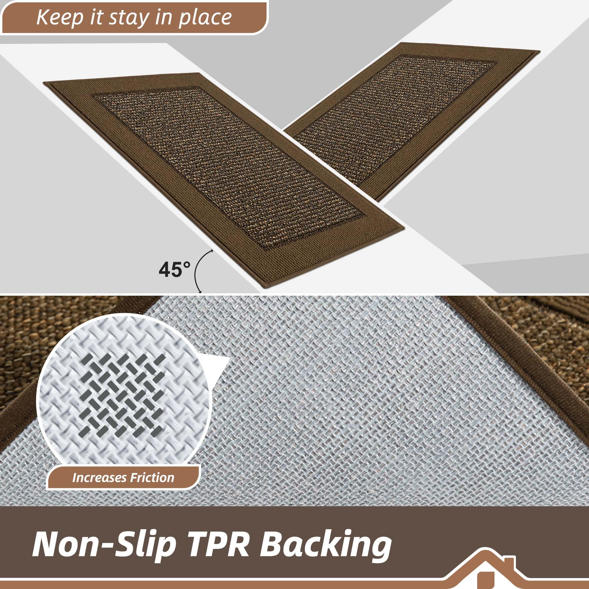 BEQHAUSE front door mat with low-profile edges fits doors.
