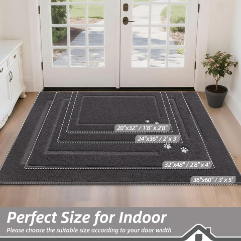 BEQHAUSE door mat non-slip-back keeps the mat in place on wet entries.