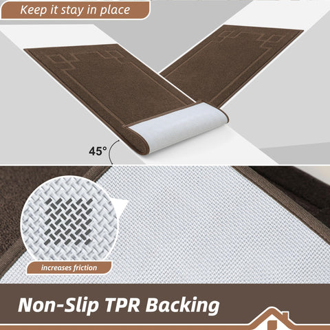 BEQHAUSE door mat has non-slip backing to stay in place on dry floors.