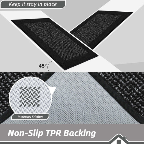 BEQHAUSE door mat non-slip backing keeps it securely in place.