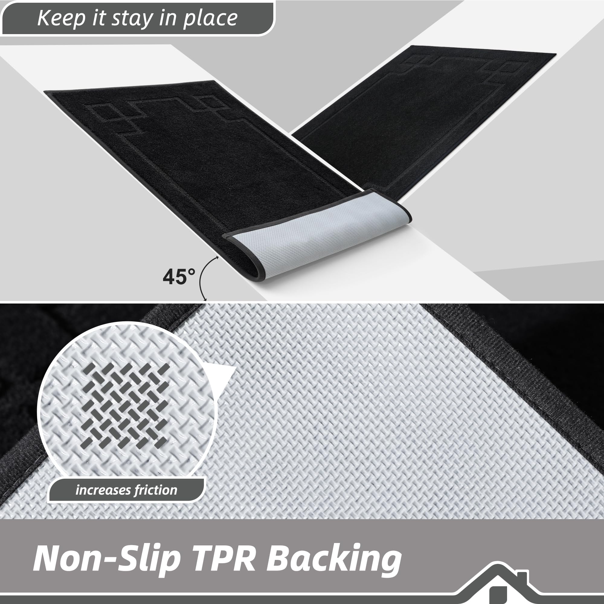 BEQHAUSE mat non-slip backing provides stable grip on dry floors
