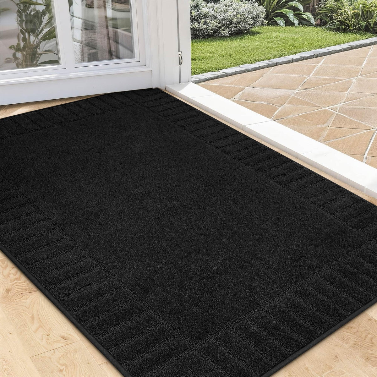 BEQHAUSE non-slip door mat with dirt-trapping design for a clean entry