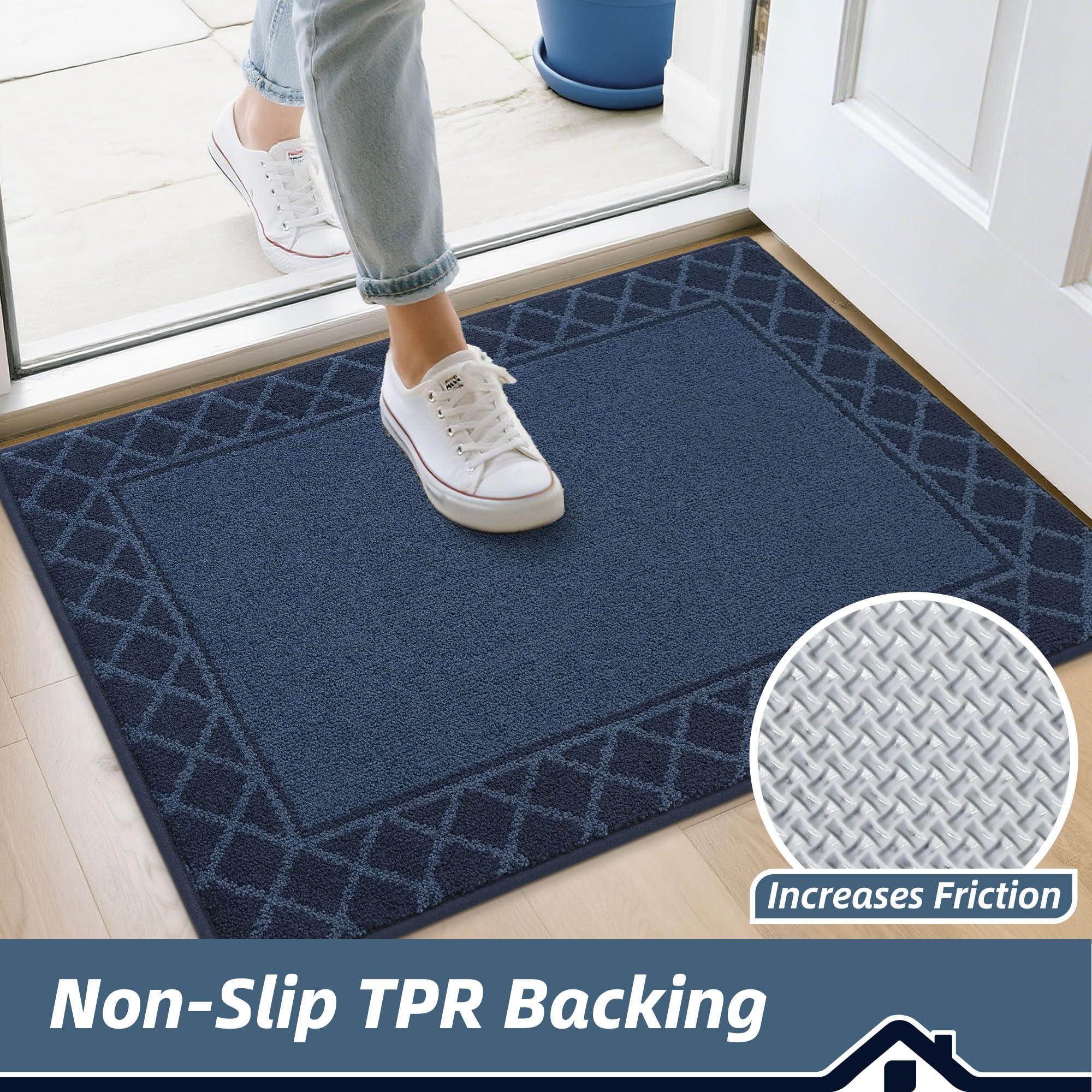 BEQHAUSE mat back non-slip backing keeps it securely in place.