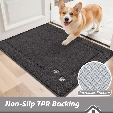 BEQHAUSE door mat is washable and quick to clean after messy paws.