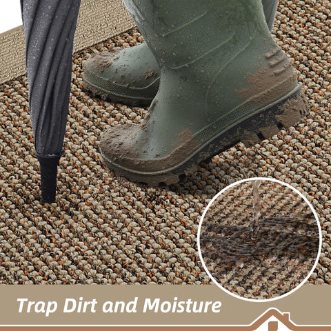 BEQHAUSE doormat with non-slip backing stays in place on dry floors.