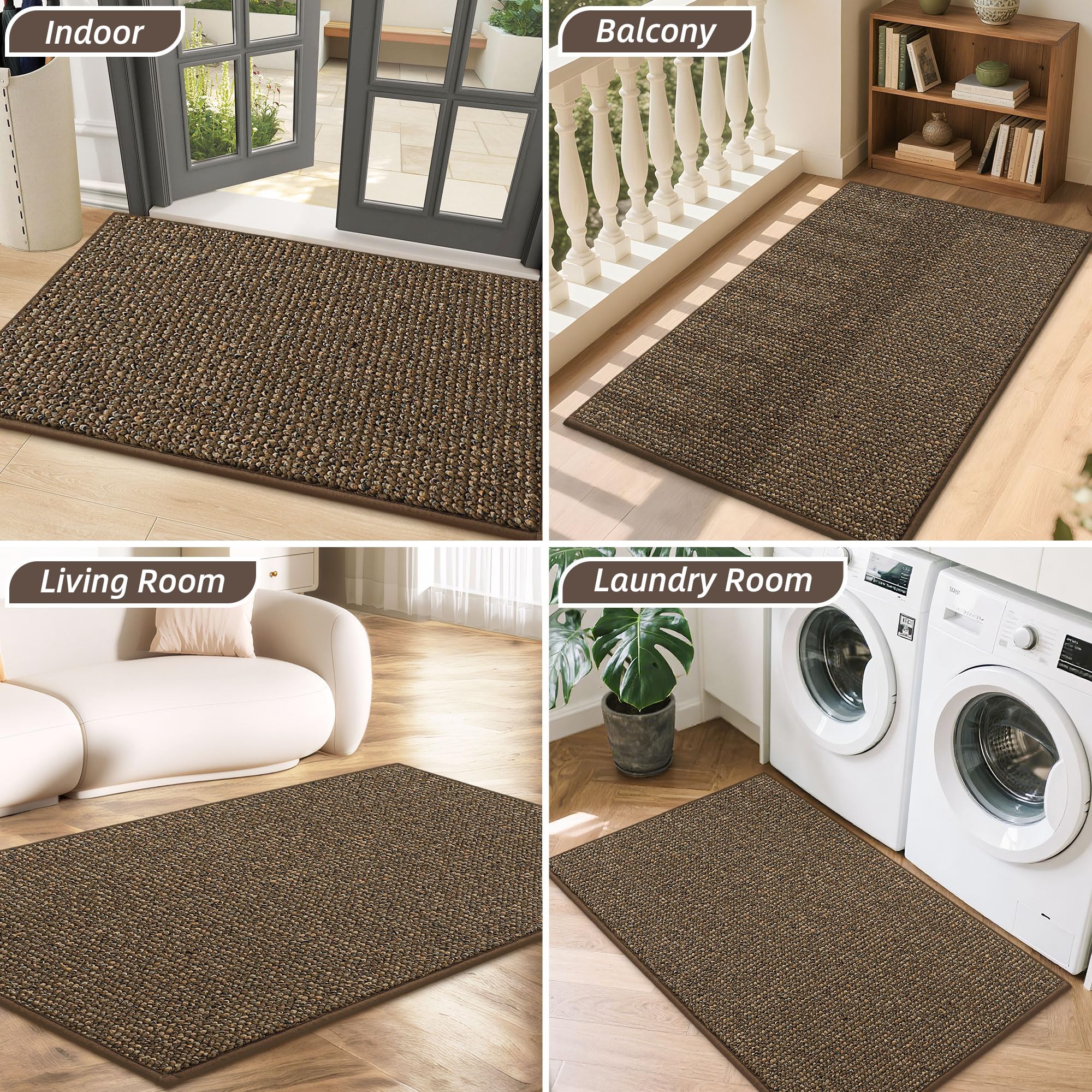 BEQHAUSE Entryway mat in warm brown suits most decors.