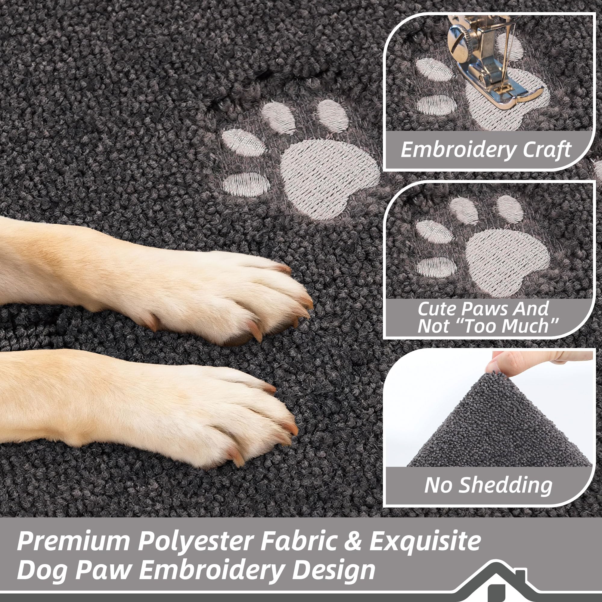 BEQHAUSE embroidered paw design on doormat adds style