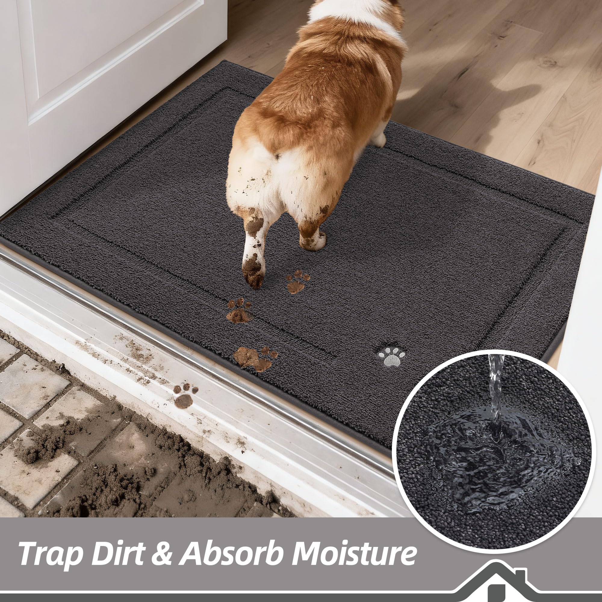 BEQHAUSE door mat low-profile design lies flat for easy door clearance.
