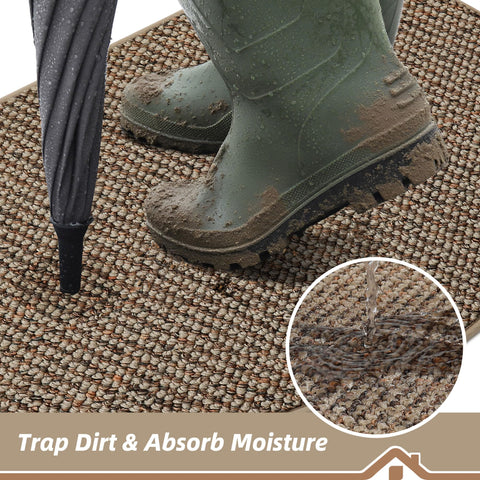 BEQHAUSE taupe entry rug is washable for easy care.