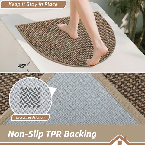BEQHAUSE front door mat absorbs moisture to keep floors drier.