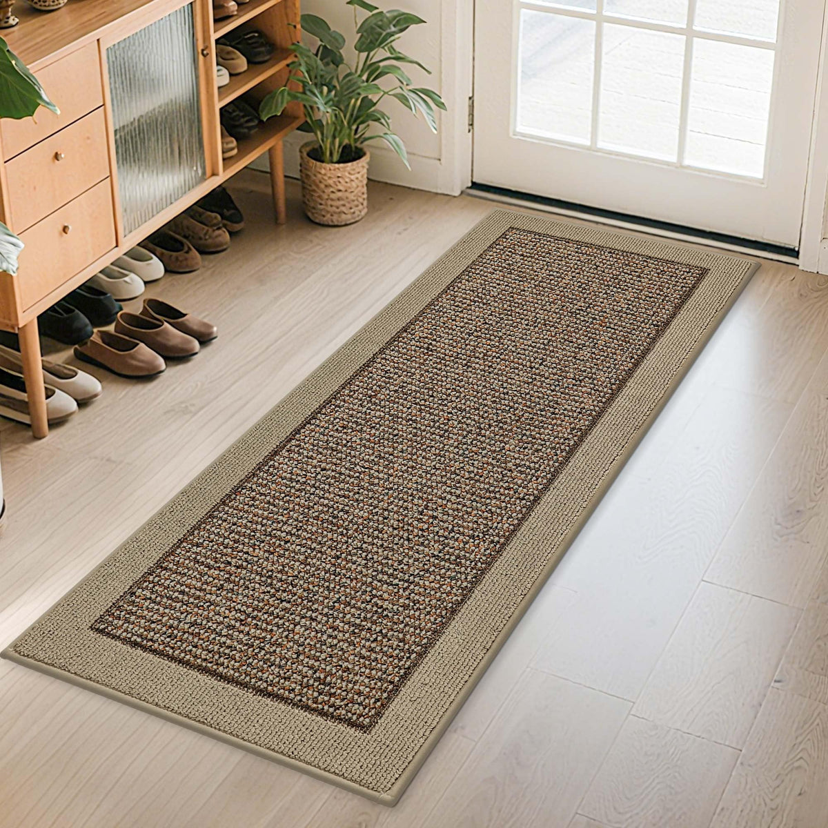 BEQHAUSE indoor door mat 24x60 dirt-trapper keeps entryways clean.