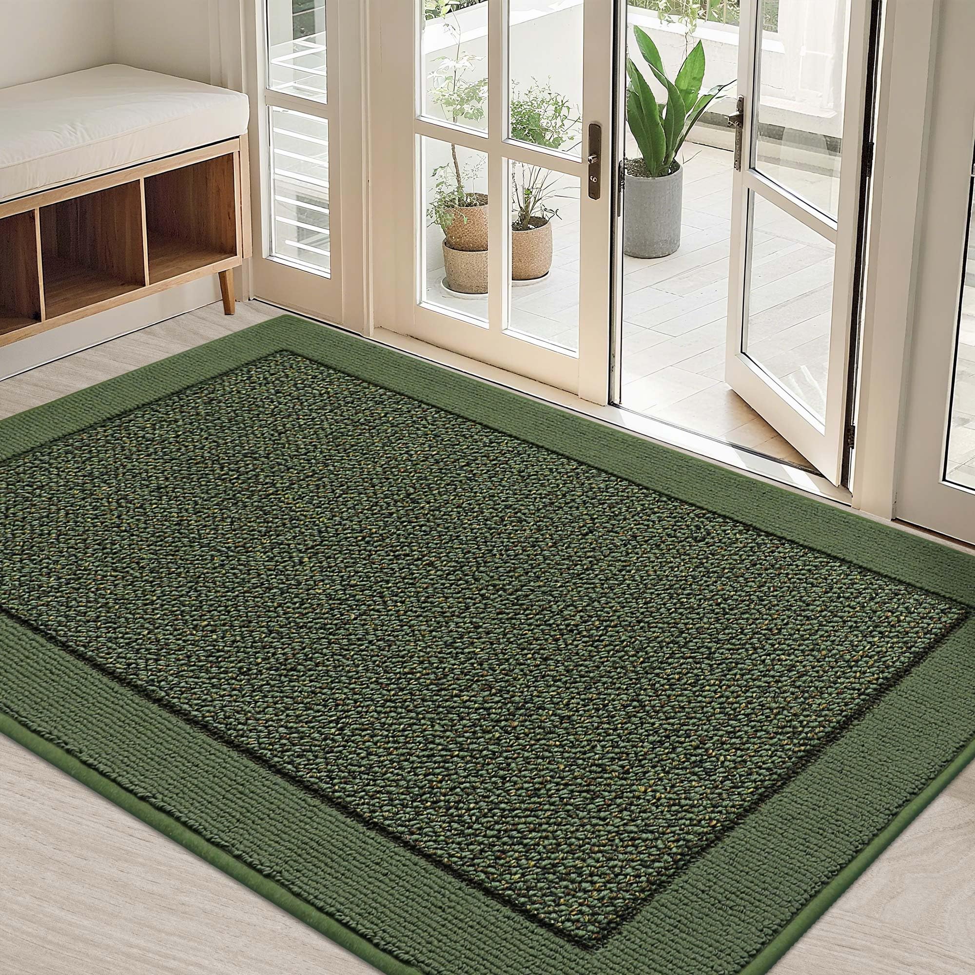 BEQHAUSE door mat 32x48 for front door traps dirt and keeps floors clean.