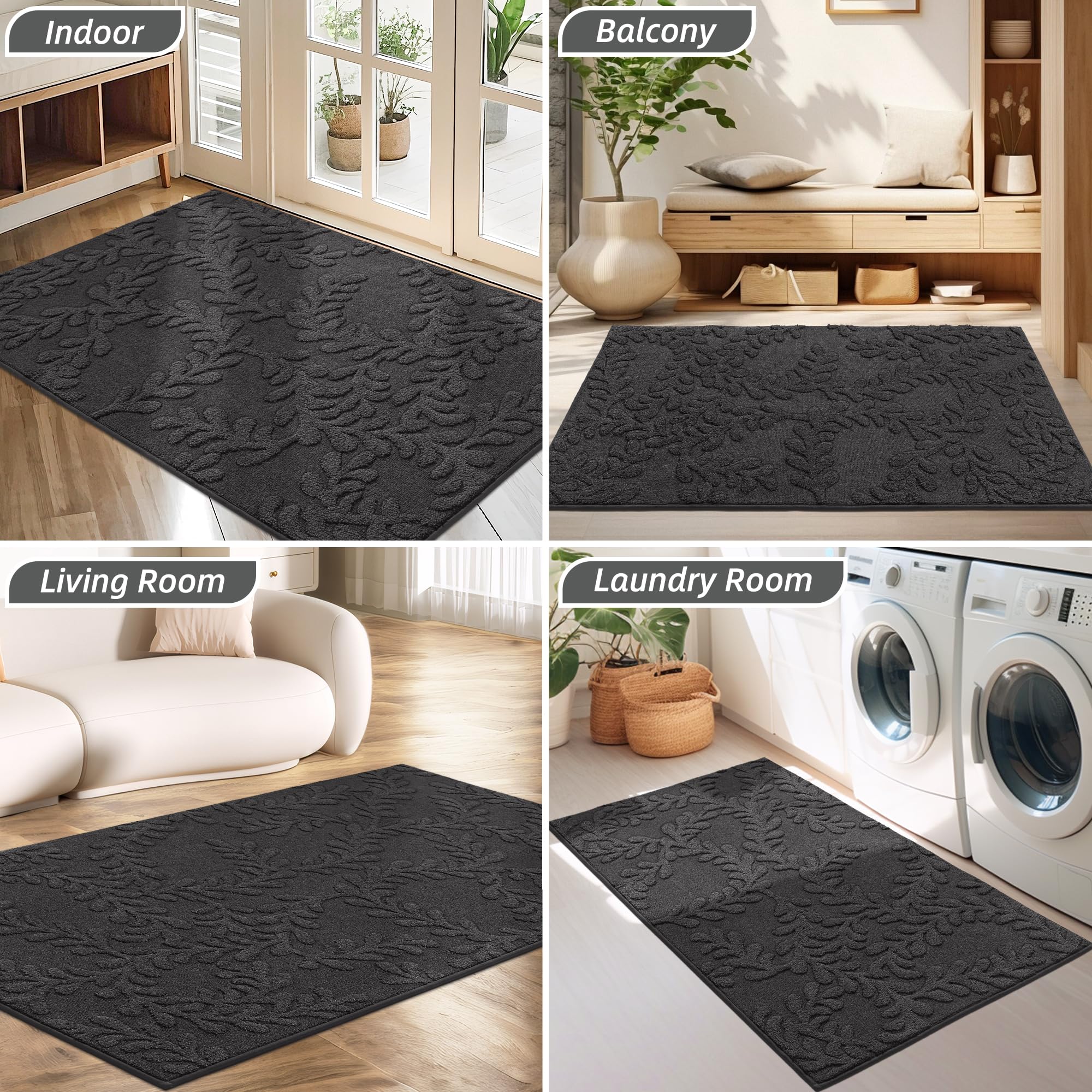 BEQHAUSE low-profile rug fits under doors without snagging