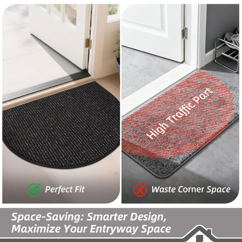 BEQHAUSE low-profile mat measures 0.4 inches for smooth door operation.