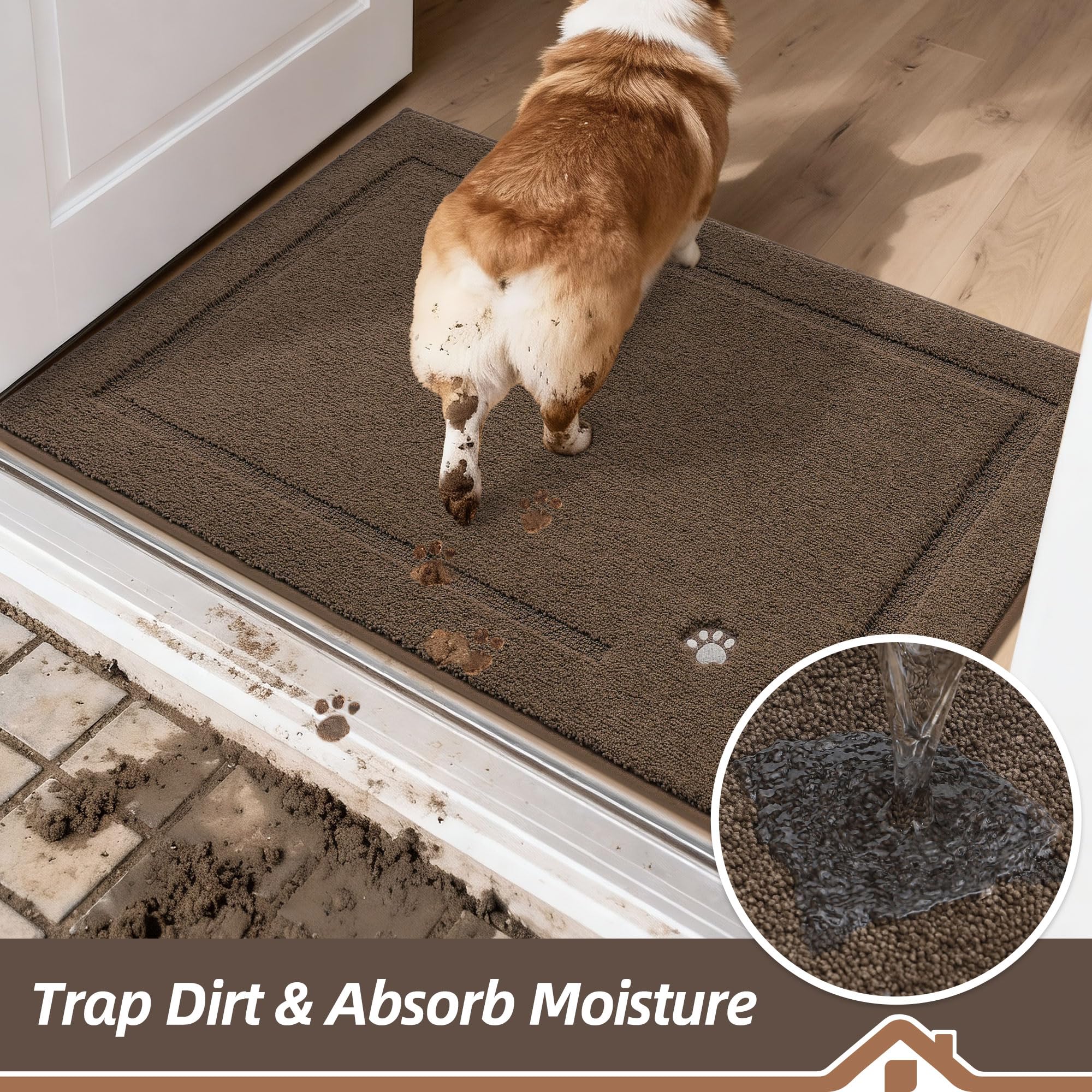 BEQHAUSE low-profile entry mat lies flat to prevent door snagging