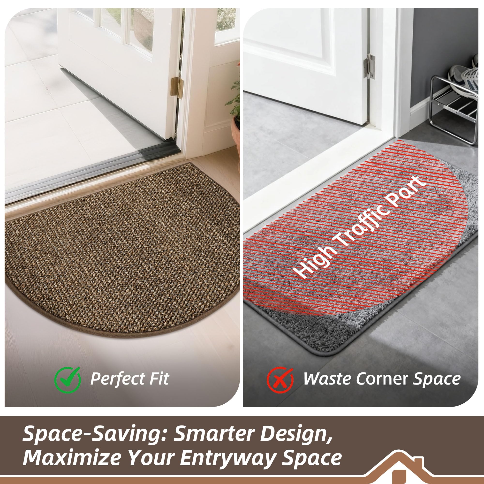 BEQHAUSE low-profile front door mat fits under doors