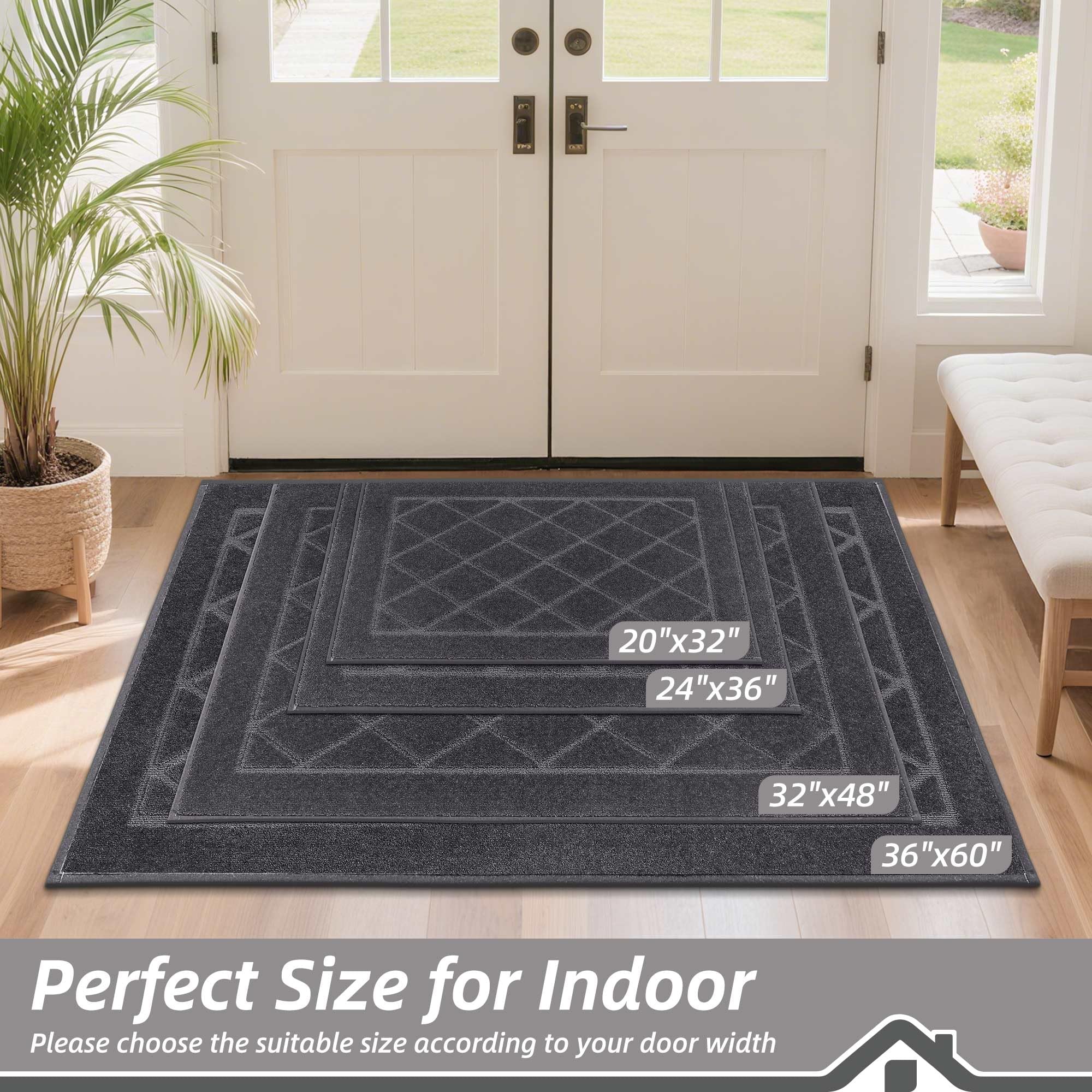 BEQHAUSE non-slip backing closeup ensures stable placement on dry floors.