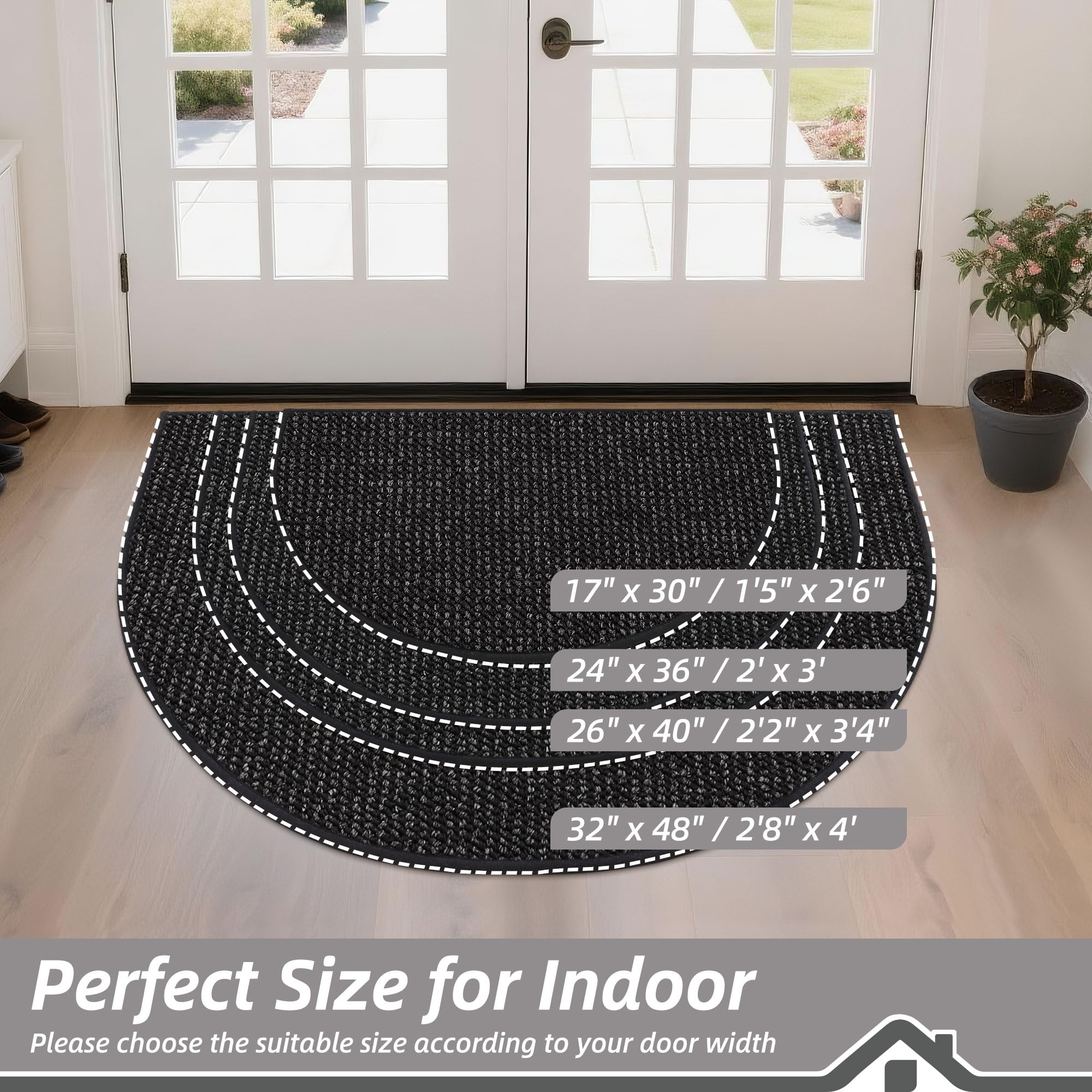 BEQHAUSE non-slip backing keeps the door mat in place on dry floors.