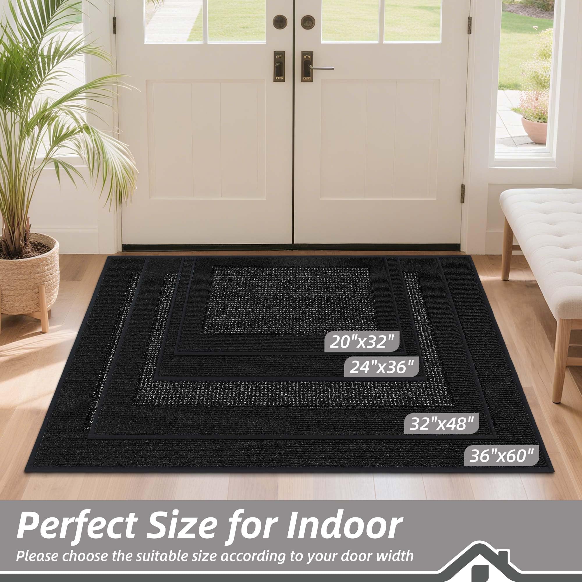 BEQHAUSE non-slip door mat 36x60 stays in place for safe entry