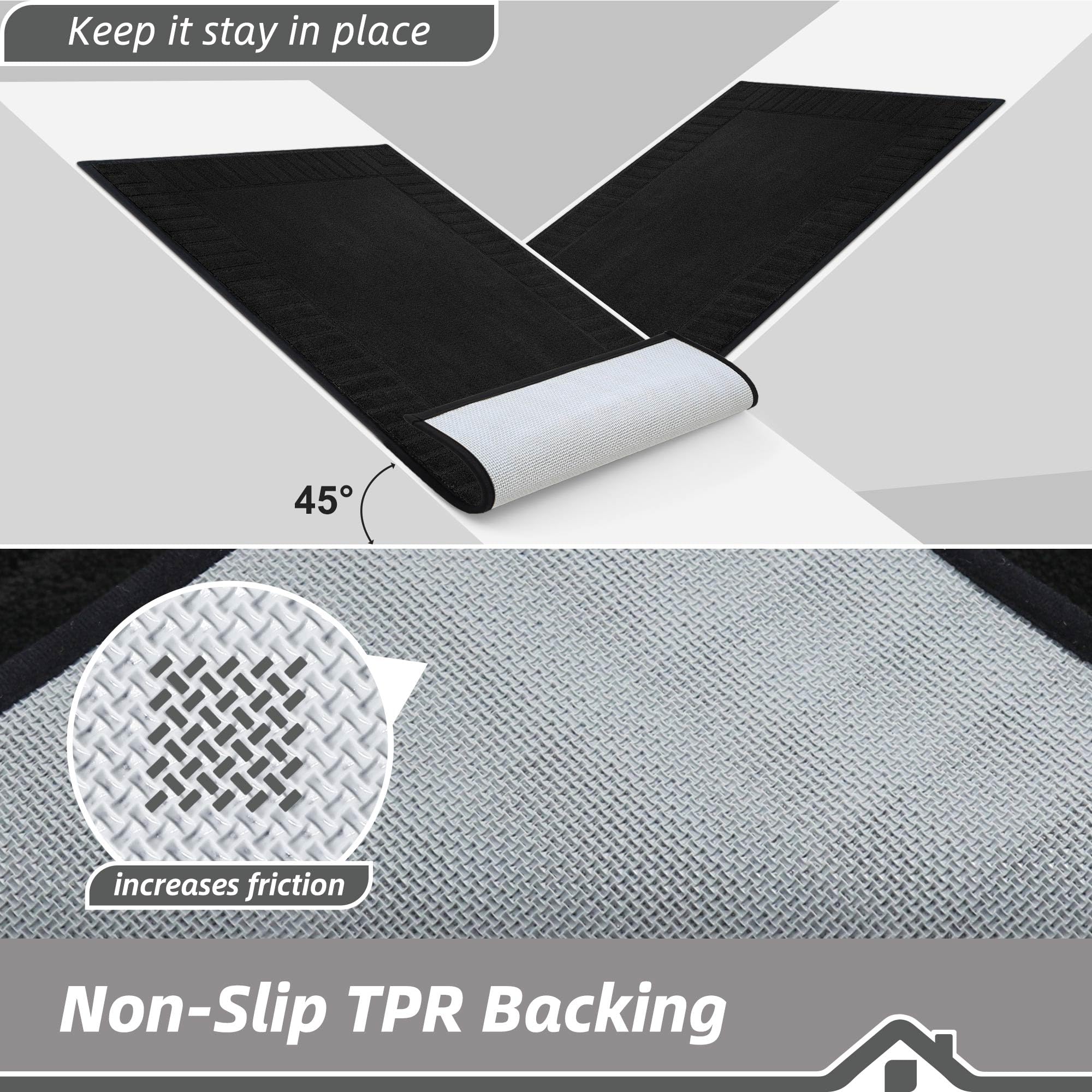 BEQHAUSE low-profile mat with reinforced edges preventing door snag