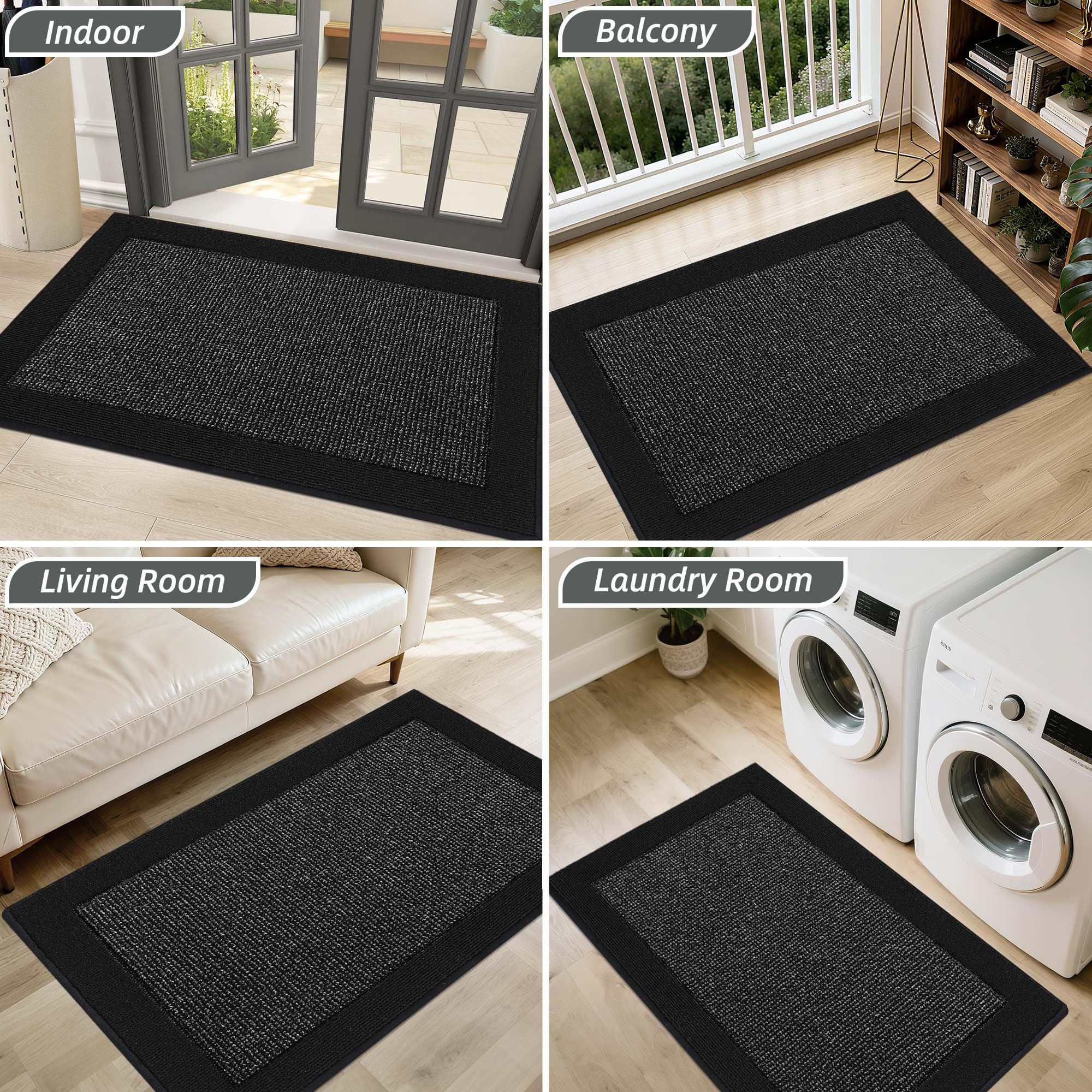 BEQHAUSE stain-resistant door mat 36x60 maintains color after weather