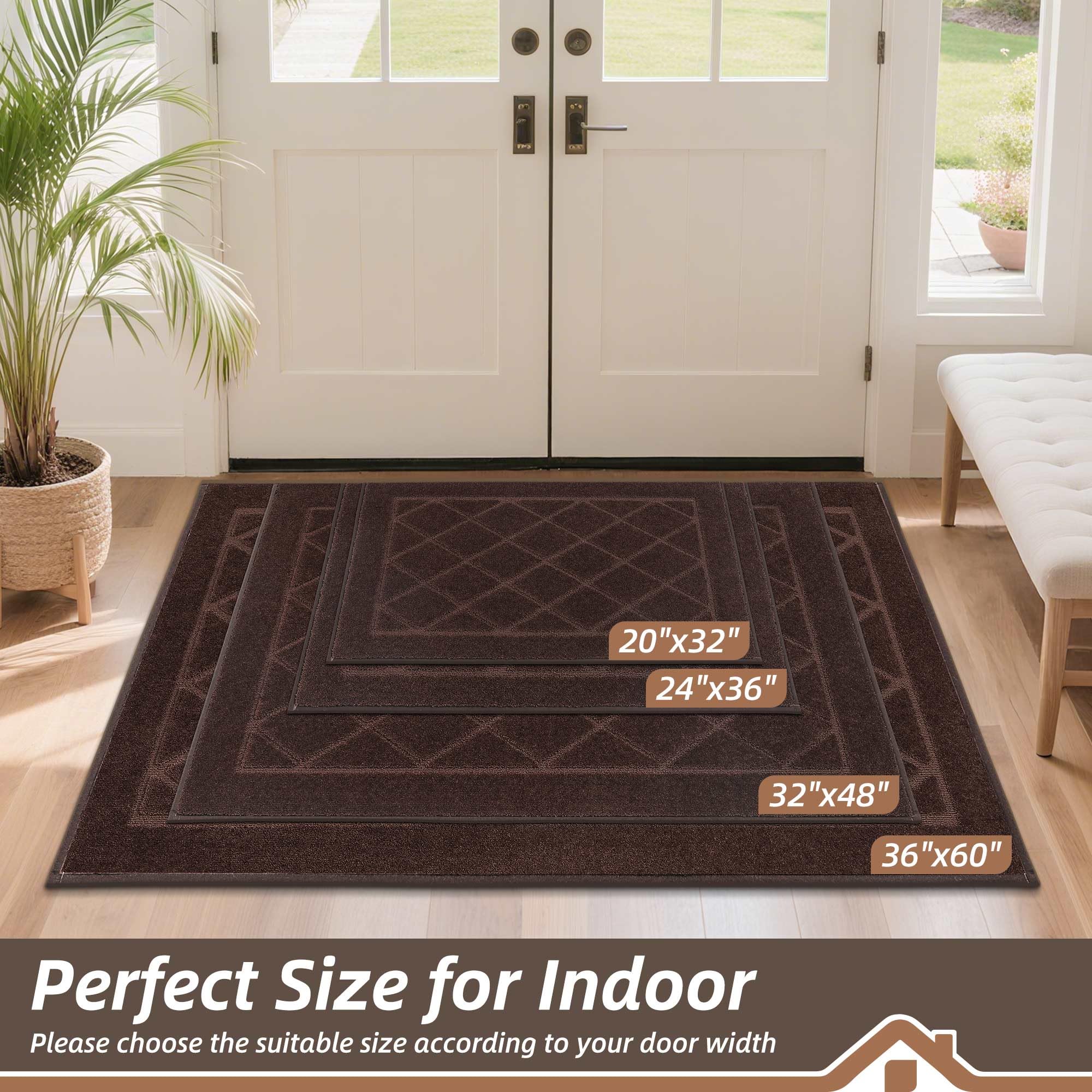 BEQHAUSE Dirt Trapper Door Mat back view with non-slip backing for stability.