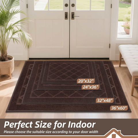 BEQHAUSE Dirt Trapper Door Mat back view with non-slip backing for stability.